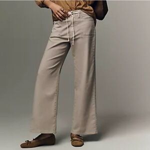 PAIGE *Transcend* Carly Pant High Rise Crop Wide Leg Drawstring Vintage Moss 32